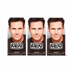 Just For Men Mens Shampoo Hair Colour Real Black H55 Permanent x3