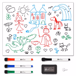 Vinsani Magnetic Whiteboard 60 x 90cm with 4 Dry Wipe Pens and Eraser