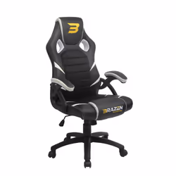 BraZen Gaming Chairs Puma PC Gaming Chair Black/White, PC gaming chair, Upholstered padded seat, Upholstered padded backrest, ...