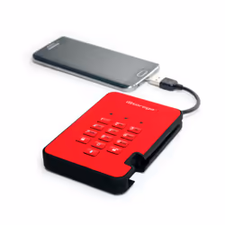 iStorage diskAshur2 256-bit 500GB USB 3.2 secure encrypted hard drive - Red IS-DA2-256-500-R - Additional view 7