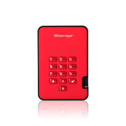 iStorage diskAshur2 256-bit 512GB USB 3.2 secure encrypted solid-state drive - Red IS-DA2-256-SSD-512-R