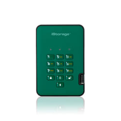 iStorage diskAshur2 256-bit 500GB USB 3.2 secure encrypted hard drive - Green IS-DA2-256-500-GN