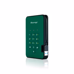 iStorage diskAshur2 256-bit 500GB USB 3.2 secure encrypted hard drive - Green IS-DA2-256-500-GN