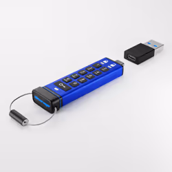 iStorage datAshur PRO+C 32GB | Secure USB Type-C Memory Stick | FIPS 140-3 Level 3 pending | PIN protected | Type C-A adapter included. - Additional view 4