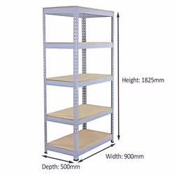 3 Garage Warehouse Q-Rax Steel Grey 5 Tier 90cm Racking Shelving Storage Units - Additional view 5