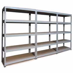 3 x Q-Rax Garage Racking Unit Grey 120cm Wide 5 Tier Warehouse Shelving Bay