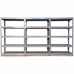 3 x Q-Rax Garage Racking Unit Grey 120cm Wide 5 Tier Warehouse Shelving Bay