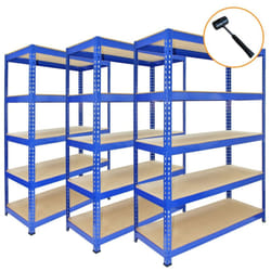 3 x Blue Racking Unit 5 Tier Garage Storage Warehouse Shelving shelf 90x50x180cm