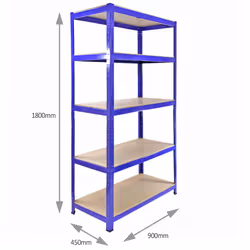 Heavy Duty T-Rax Steel Blue Racking Garage Shelving 5 Tier Shelves Racks Bays - Additional view 5