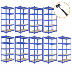 9 x Blue Racking Unit 5 Tier Garage Storage Warehouse Shelving 90 x 45 x 180cm