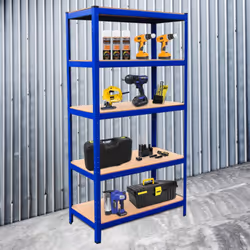9 x Blue Racking Unit 5 Tier Garage Storage Warehouse Shelving 90 x 45 x 180cm - Additional view 7