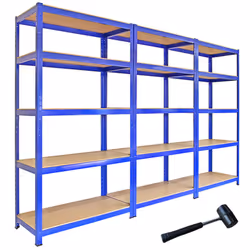 3 Racking Bays 5Tier Garage Shelving Unit Storage Racks Heavy Duty Steel Shelves