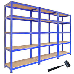 3 Racking Bays 5Tier Garage Shelving Unit Storage Racks Heavy Duty Steel Shelves
