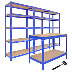 3 Racking Bays 5Tier Garage Shelving Unit Storage Racks Heavy Duty Steel Shelves