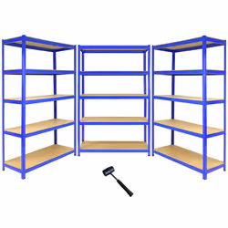 3 Bay Garage Racking Shelves / Shed Greenhouse Shelving 5 Tier 1200mm wide T-RAX