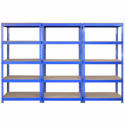 3 x Blue Racking Unit 90cm 5 Tier & Workbench Garage Storage Warehouse Shelving - Additional view 2