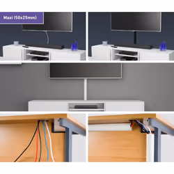 788.006UK Half Round TV Trunking | TV Cable Tidy | Decorative Cable Management, Cable Hider| Self-Adhesive Electrical Cable Trunking | 50mm (W) x 25mm