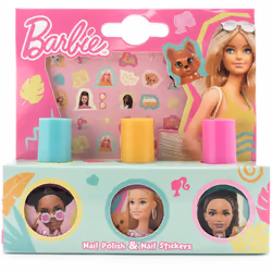 Barbie Nail Varnish 3X10ml & Stickers