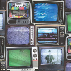 Muriva Retro TV Multicoloured Wallpaper Vintage Stylish Trendy Feature Wall