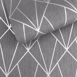 Indra Charcoal Diamond Geometric Glitter Wallpaper Living Room Bedroom Wall Paper Rolls