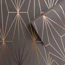 Muriva Kayla Charcoal Rose Gold Wallpaper 703015