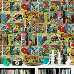 Muriva Marvel Avengers Comic Book Strip Heroes Wallpaper Thor Hulk Spiderman - 159501 Multi Colour