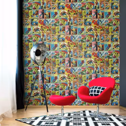 Muriva Marvel Avengers Comic Book Strip Heroes Wallpaper Thor Hulk Spiderman - 159501 Multi Colour