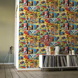 Muriva Marvel Avengers Comic Book Strip Heroes Wallpaper Thor Hulk Spiderman - 159501 Multi Colour