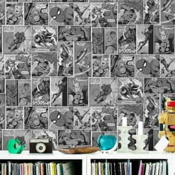 Muriva Marvel Avengers Comic Book Strip Heroes Wallpaper Thor Hulk Spiderman - 159502 Black And White