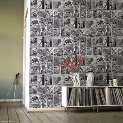 Muriva Marvel Avengers Comic Book Strip Heroes Wallpaper Thor Hulk Spiderman - 159502 Black And White