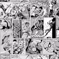Muriva Marvel Avengers Comic Book Strip Heroes Wallpaper Thor Hulk Spiderman - 159502 Black And White