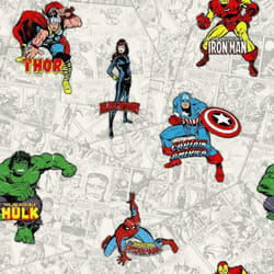 Muriva Marvel Avengers Comic Book Strip Heroes Wallpaper Thor Hulk Spiderman - 159503 Multi Grey White