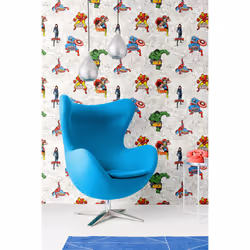 Muriva Marvel Avengers Comic Book Strip Heroes Wallpaper Thor Hulk Spiderman - 159503 Multi Grey White