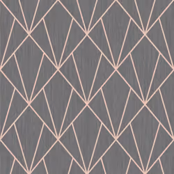 Indra Charcoal & Rose Gold Diamond Geometric Glitter Wallpaper Living Room Bedroom Wall Paper Rolls