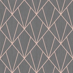 Indra Charcoal & Rose Gold Diamond Geometric Glitter Wallpaper Living Room Bedroom Wall Paper Rolls