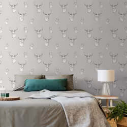 Muriva Catherine Lansfield Stag Light Grey Wallpaper 165511
