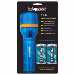 Infapower F021 Portable Travel 2D Splashproof Soft Touch Rubber Torch - Blue