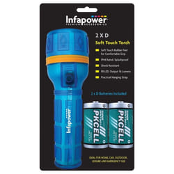 Infapower F021 Portable Travel 2D Splashproof Soft Touch Rubber Torch - Blue