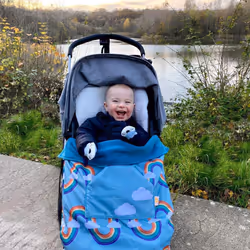 BundleBean - GO Multi-use Waterproof Footmuff Rainbow - Use as Pushchair  Carrier  Sling  Car Seat Cover  Opens as Playmat  U ...