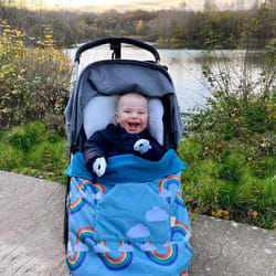 BundleBean - GO Multi-use Waterproof Footmuff Rainbow - Use as Pushchair  Carrier  Sling  Car Seat Cover  Opens as Playmat  Universal Fit & Extends to