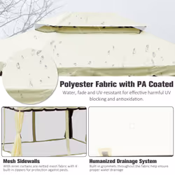 Outsunny 3m x 3.6m Aluminium Gazebo Canopy Patio Marquee Party Tent Cream White - Additional view 4