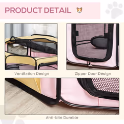 PawHut Fabric Pet Dog Cat Puppy Playpen Rabbit Guinea Pig Play Pen in Pink Small