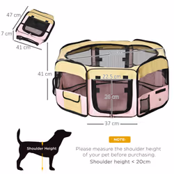 PawHut Fabric Pet Dog Cat Puppy Playpen Rabbit Guinea Pig Play Pen in Pink Small - Additional view 6