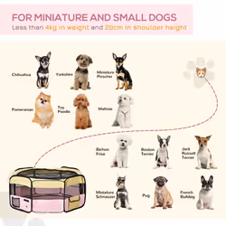 PawHut Fabric Pet Dog Cat Puppy Playpen Rabbit Guinea Pig Play Pen in Pink Small - Additional view 7
