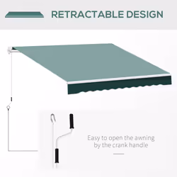 Outsunny Garden Sun Shade Canopy Retractable Awning, 2.5 x 2m, Green - Additional view 5