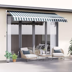 Outsunny Garden Sun Shade Canopy Retractable Awning, 2.5 x 2m, Green and White
