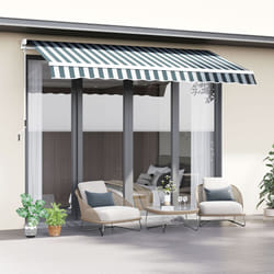Outsunny Garden Sun Shade Canopy Retractable Awning, 2.5 x 2m, Green and White
