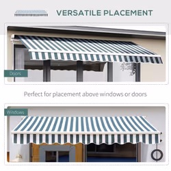 Outsunny Garden Sun Shade Canopy Retractable Awning, 2.5 x 2m, Green and White - Additional view 5