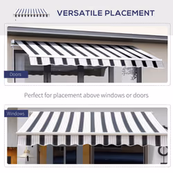 Outsunny Garden Sun Shade Canopy Retractable Awning, 2.5 x 2m, Blue and White - Additional view 4
