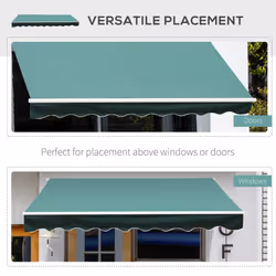 Outsunny Garden Sun Shade Canopy Retractable Awning, 3 x 2.5m, Green - Additional view 4